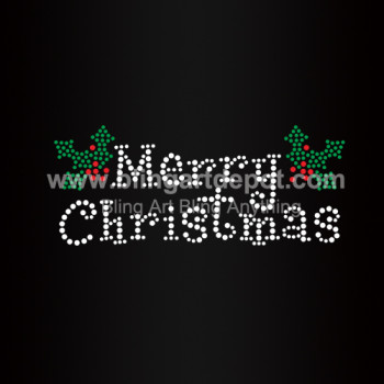 Merry Christmas Iron On Rhinestone Heat Transfers